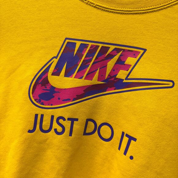 Nike Sweatshirt Womens XL Oversized Pullover Terry Nylon Mix Gold Pink Maroon - Picture 3 of 9